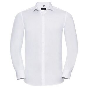 Russell Collection Mens Ultimate Stretch Long-Sleeved Shirt / White